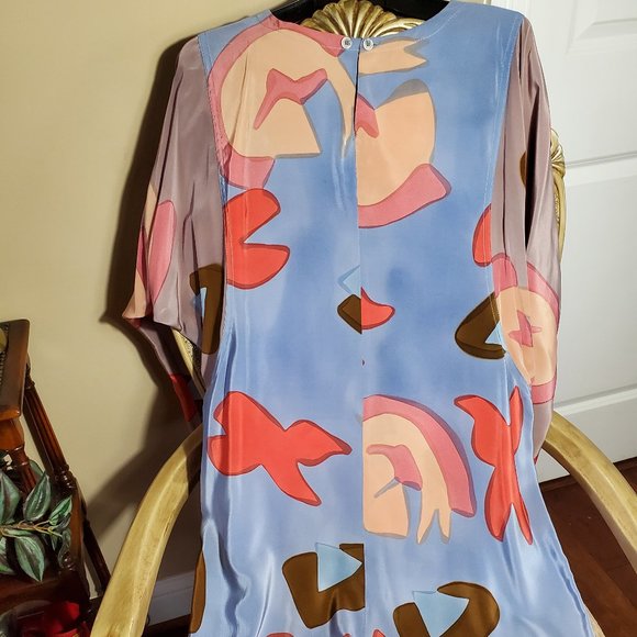 Mosswear Hand Painted Silk Dress – Size L - Picture 2 of 7